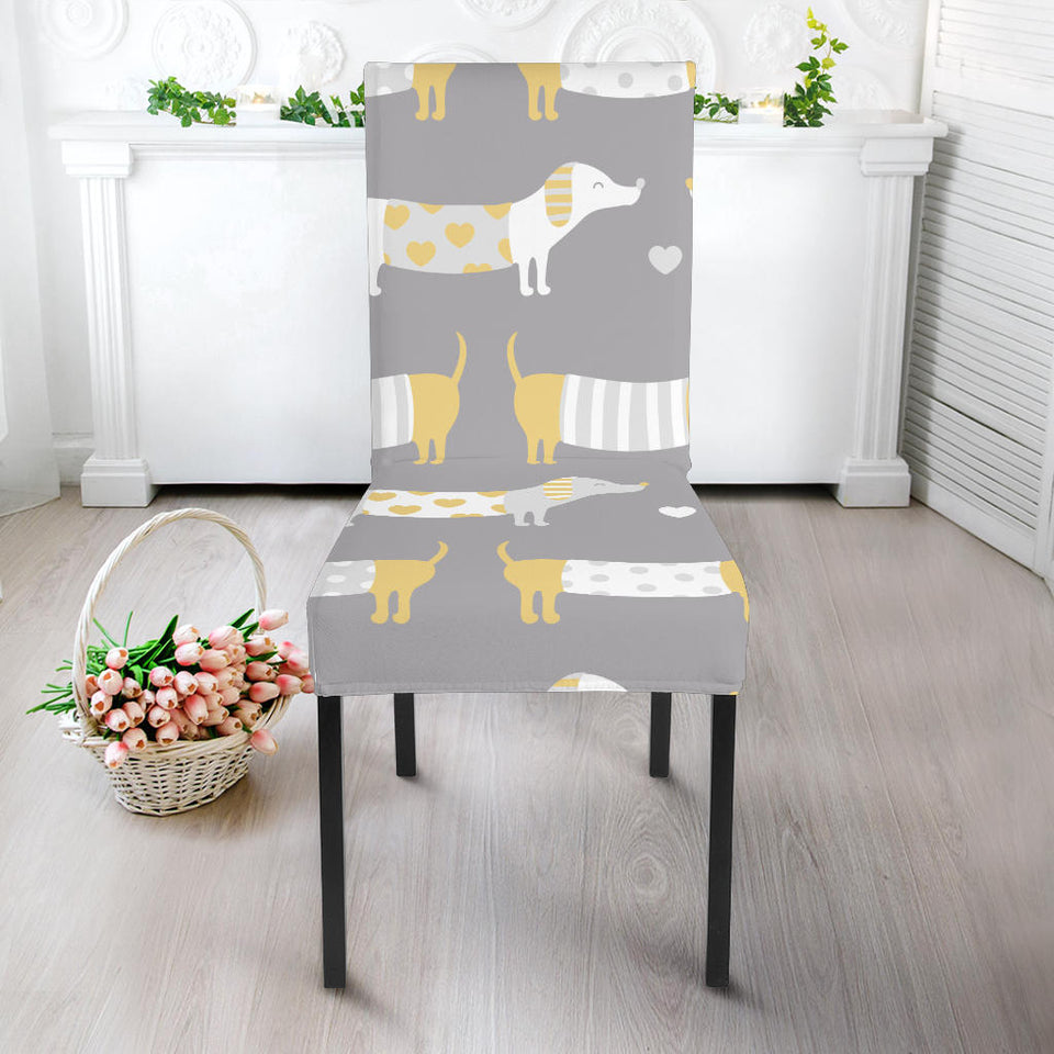 Cute Dachshund Dog Pattern Dining Chair Slipcover