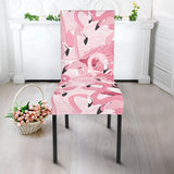 Pink Flamingos Pattern Background Dining Chair Slipcover