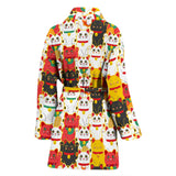 Colorful Maneki Neko Lucky Cat Pattern Women'S Bathrobe