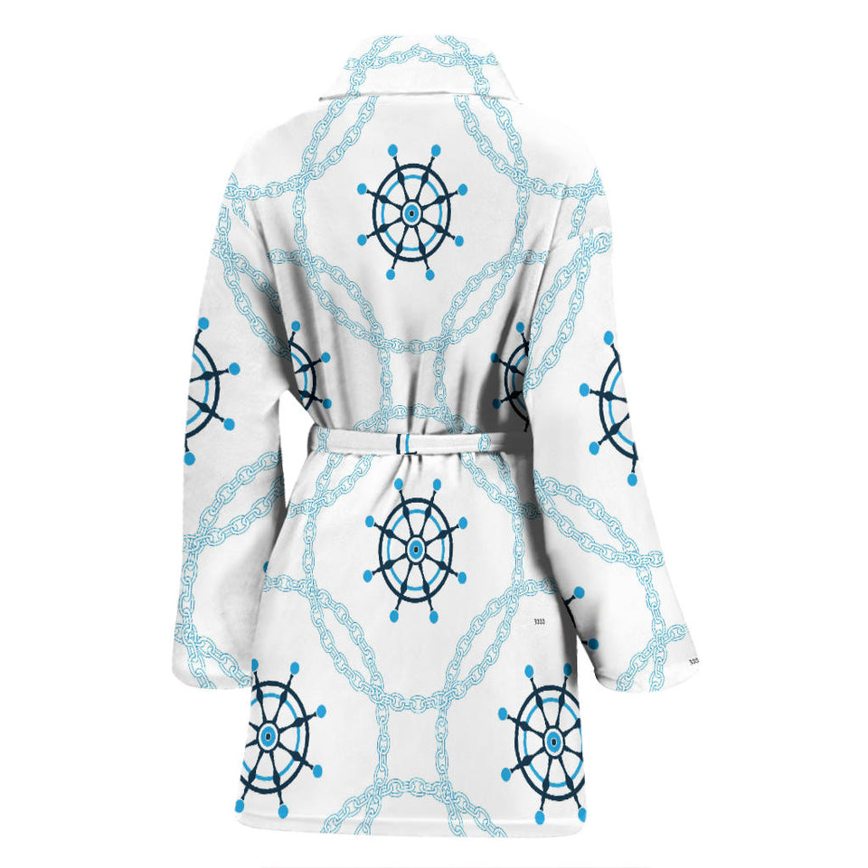 Nautical Steering Wheel Chain Women'S Bathrobe