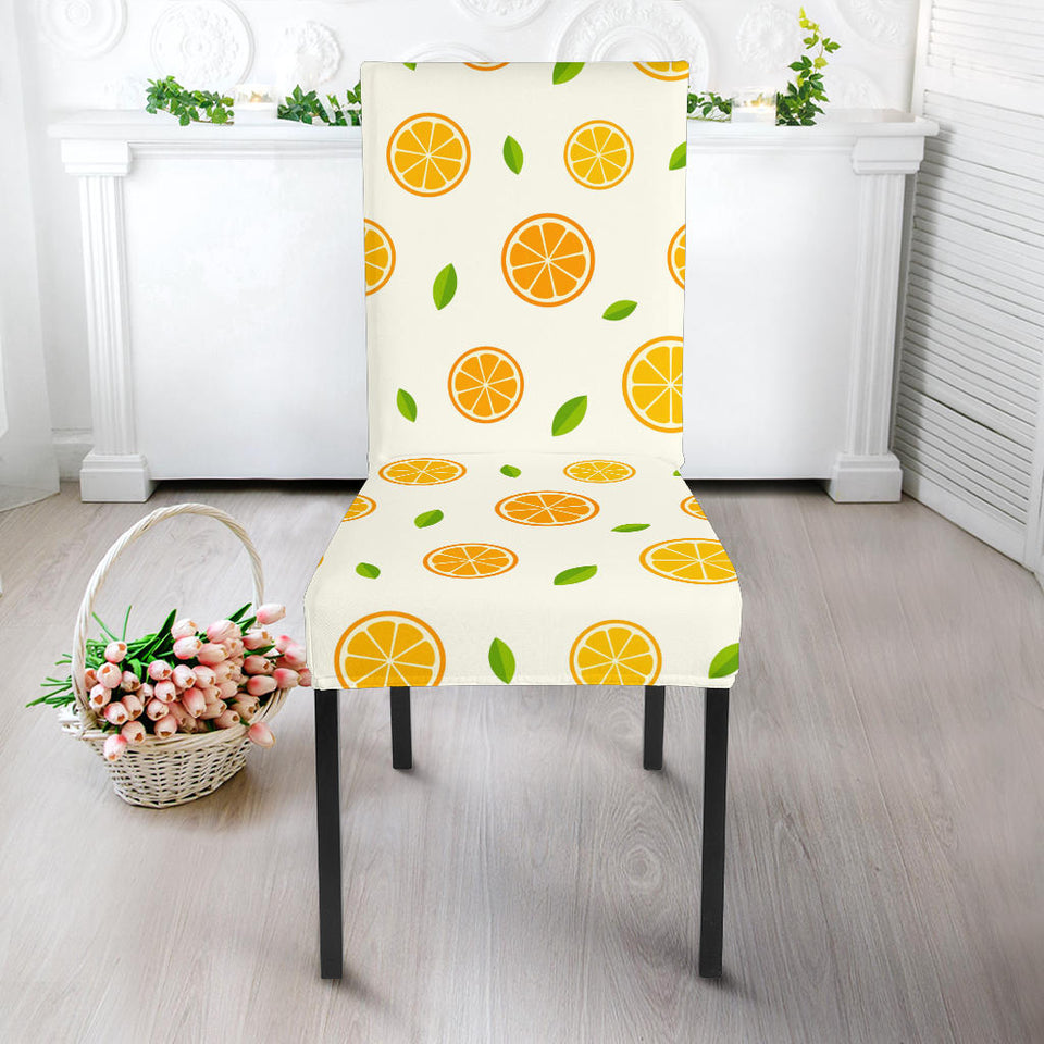 Oranges Leaves Pattern Dining Chair Slipcover
