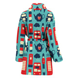 British Pattern Print Design 04 Women's Bathrobe