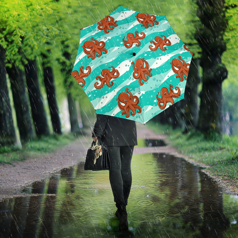 Octopuses Sea Wave Background Umbrella