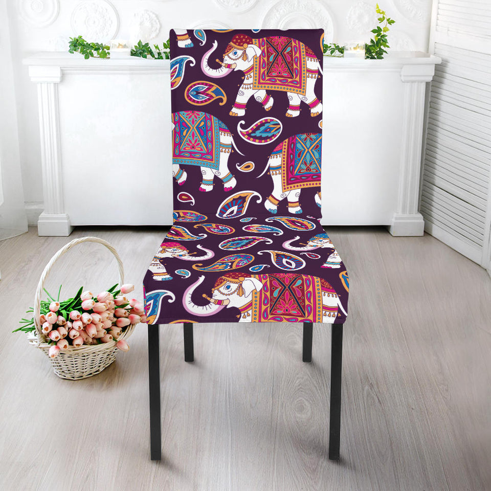 Elephant Indian Style Ornament Pattern Dining Chair Slipcover