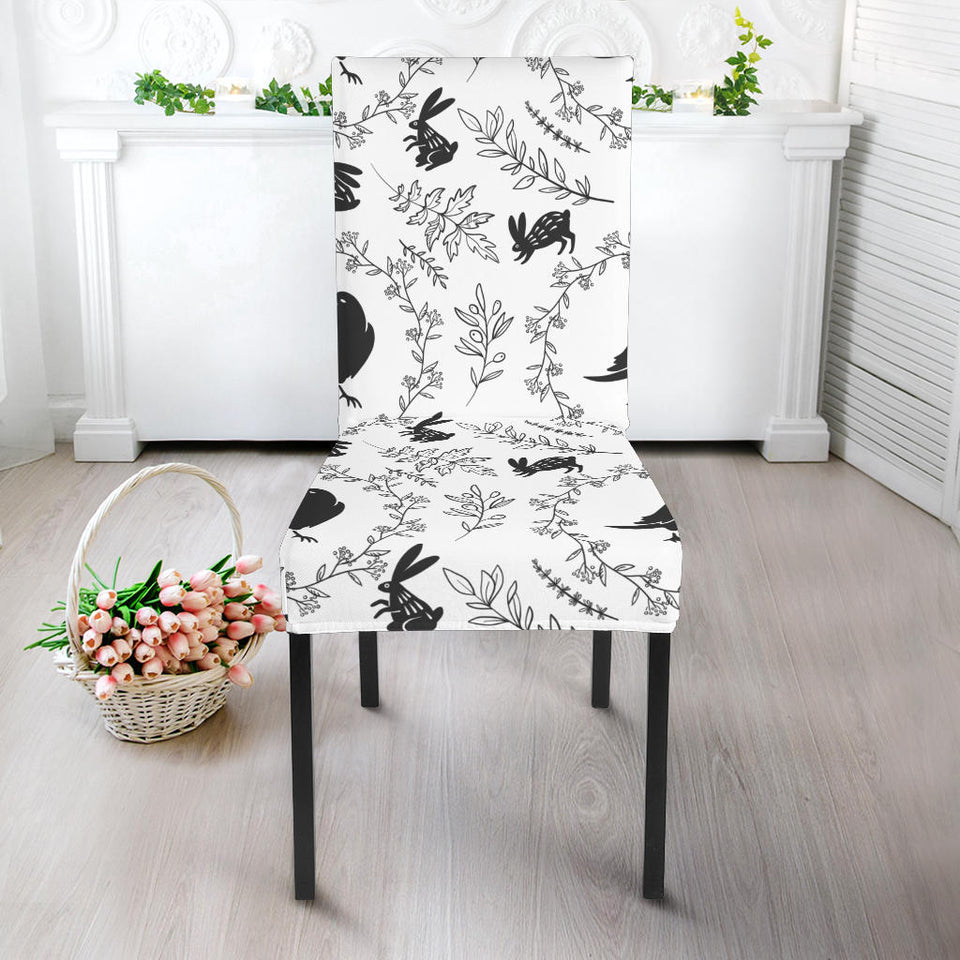 Crows Floral Wreath Rabbit Pattern Dining Chair Slipcover