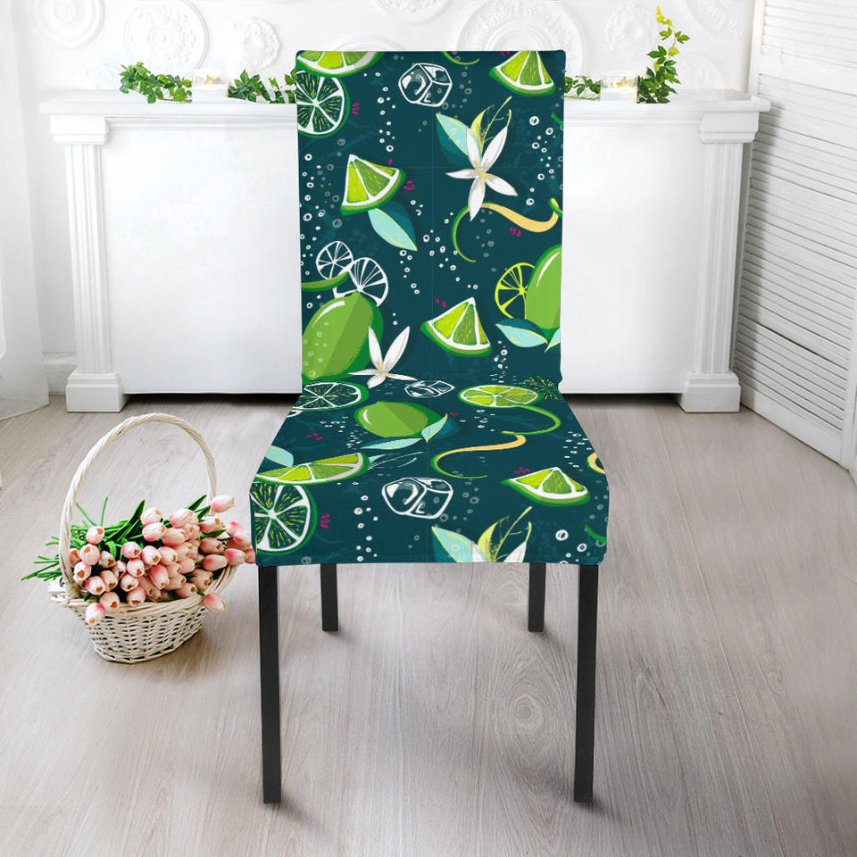 Lime Ice Flower Pattern Dining Chair Slipcover