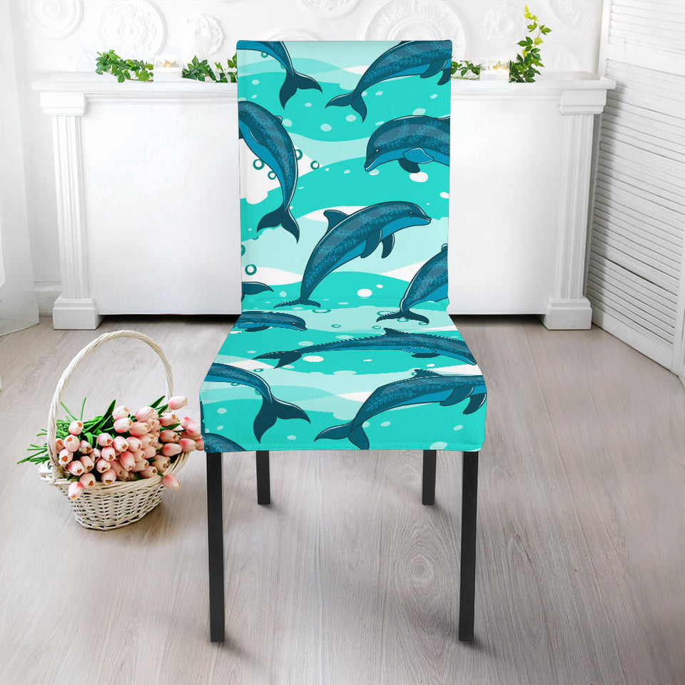 Dolphin Sea Pattern Dining Chair Slipcover