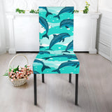 Dolphin Sea Pattern Dining Chair Slipcover
