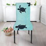 Sea Turtle With Blue Ocean Backgroud Dining Chair Slipcover