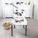 Hand Drawn Faces Of Pandas Pattern Dining Chair Slipcover