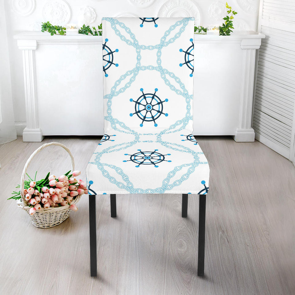 Nautical Steering Wheel Chain Dining Chair Slipcover