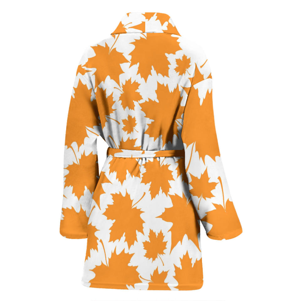 Orange Maple Leaf Pattern Women'S Bathrobe