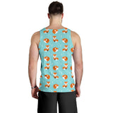Fox pattern blue b ackground Men Tank Top