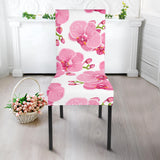 Pink Purple Orchid Pattern Background Dining Chair Slipcover