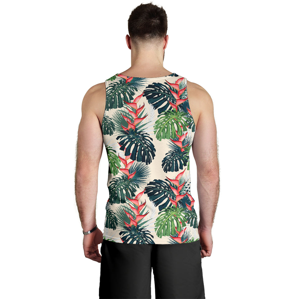 heliconia flowers, palm and monstera leaves Men Tank Top