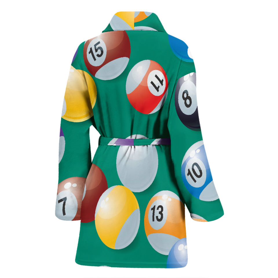 Billiard Ball Pattern Print Design 01 Women's Bathrobe
