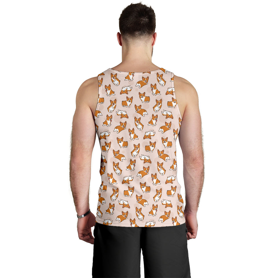 Cute Corgis Pattern pink background Men Tank Top