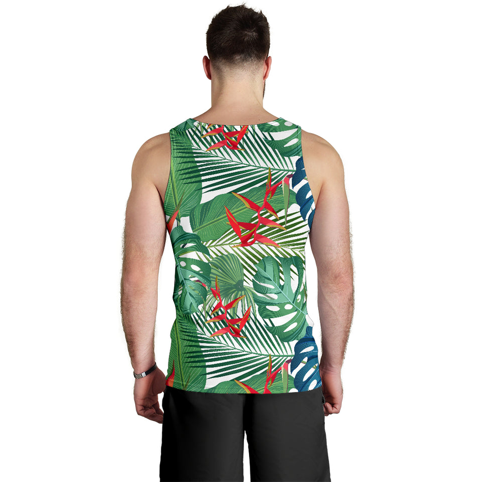 heliconia palm and monstera  leaves pattern Men Tank Top