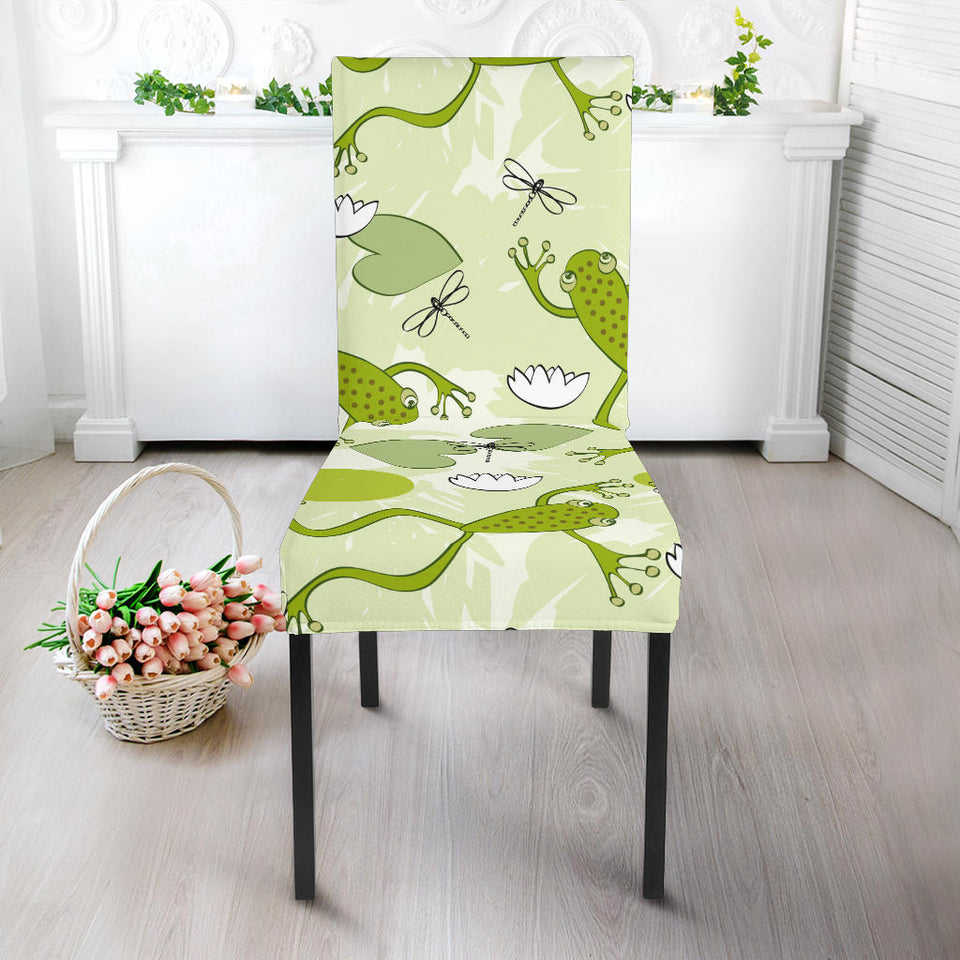 Cute Frog Dragonfly Pattern Dining Chair Slipcover