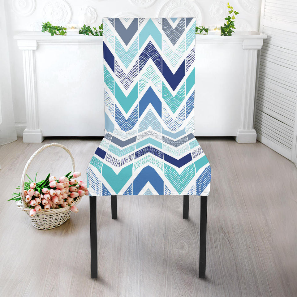Zigzag  Chevron Blue Pattern Dining Chair Slipcover