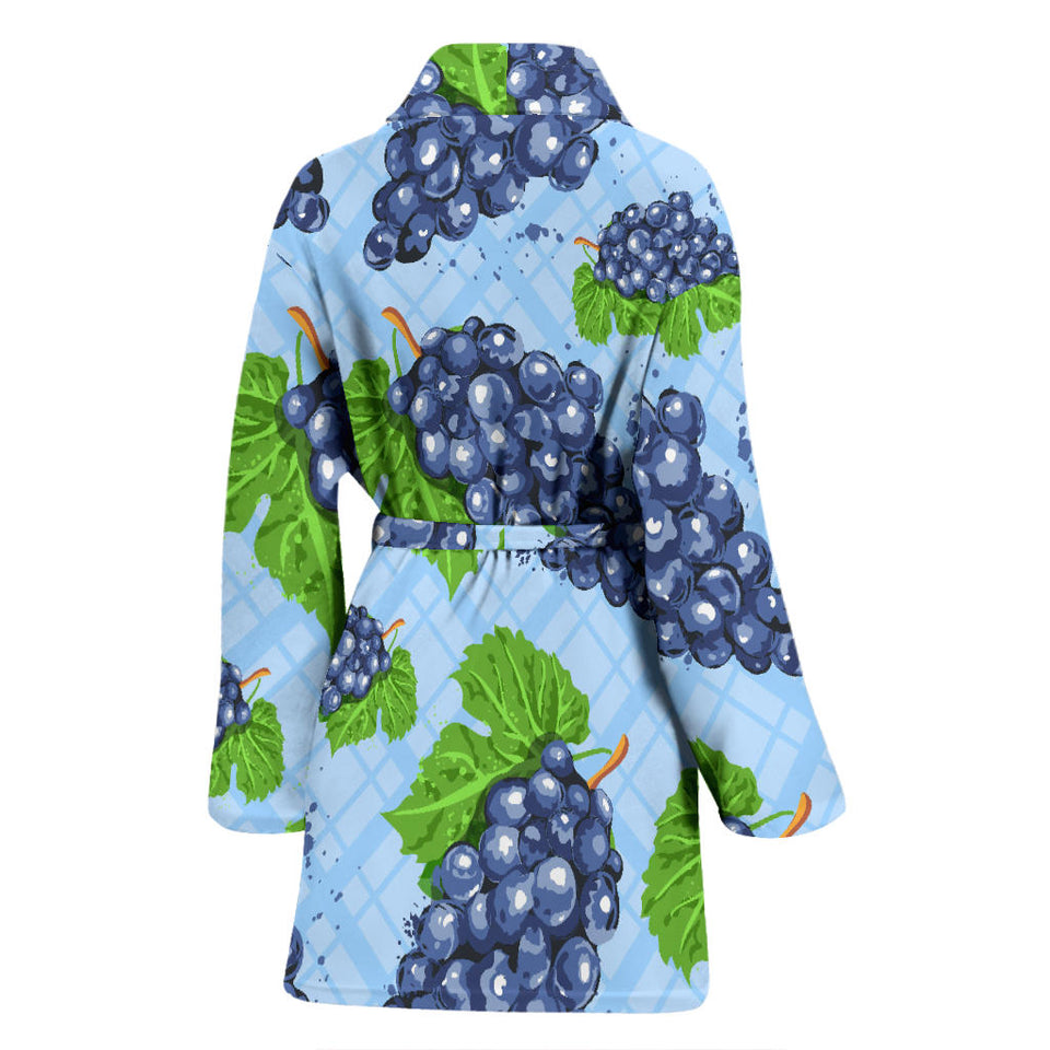 Watercolor Grape Pattern Women'S Bathrobe