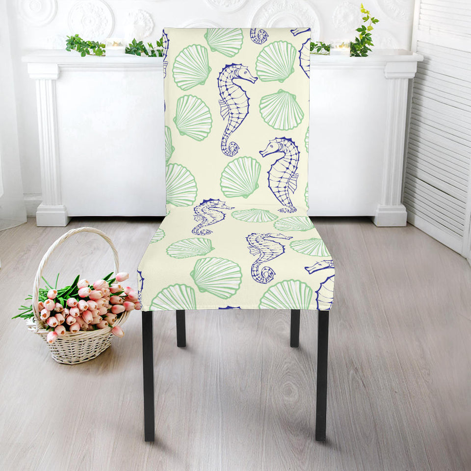 Seahorse Shell Pattern Dining Chair Slipcover