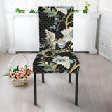 Japanese Crane Ornament Elements Dining Chair Slipcover
