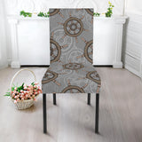 Nautical Wood Steering Wheel Pattern Dining Chair Slipcover