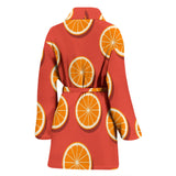 Oranges Pattern Red Background Women'S Bathrobe