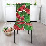 Watermelons Tropical Palm Leaves Pattern Background Dining Chair Slipcover