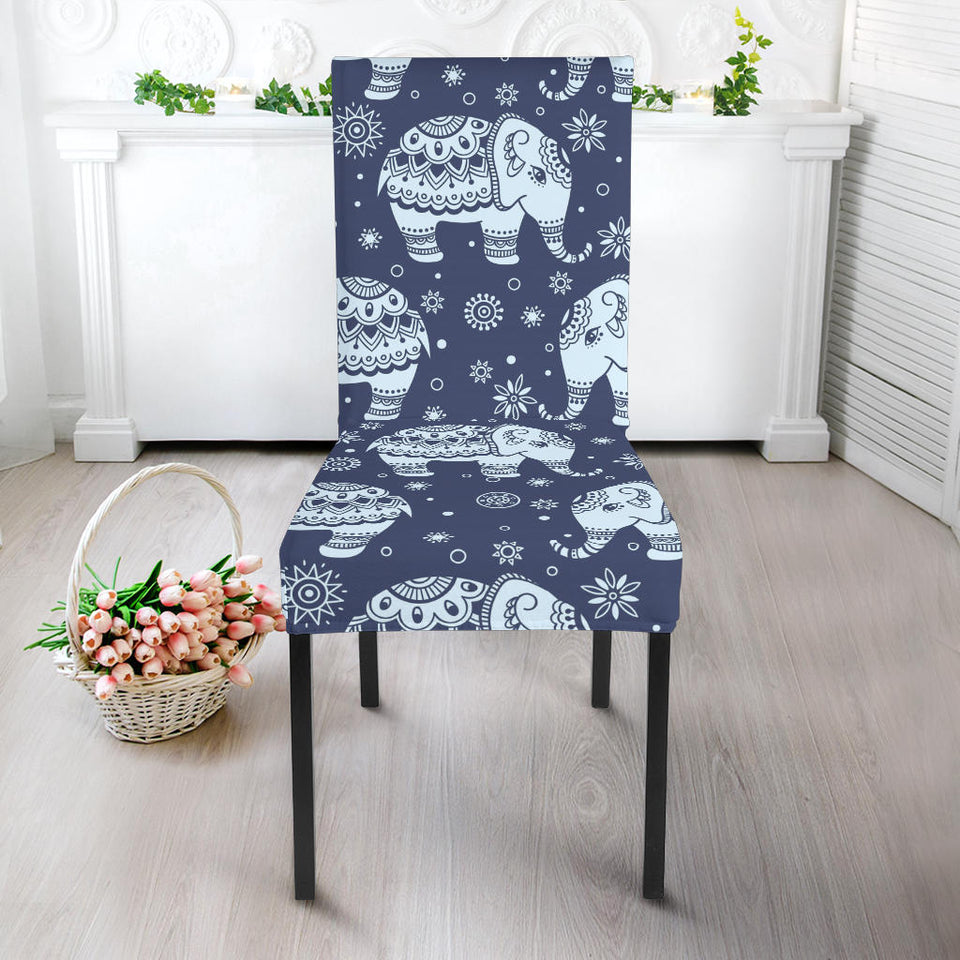 Elephant Tribal Design Pattern Dining Chair Slipcover