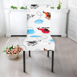 Watercolor Helicopter Cloud Pattern Dining Chair Slipcover