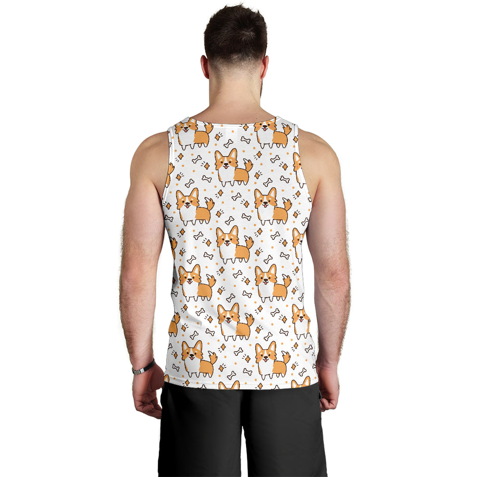 Cute corgi heart star bone pattern Men Tank Top