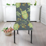 Cute Owls Leaves Pattern Dining Chair Slipcover