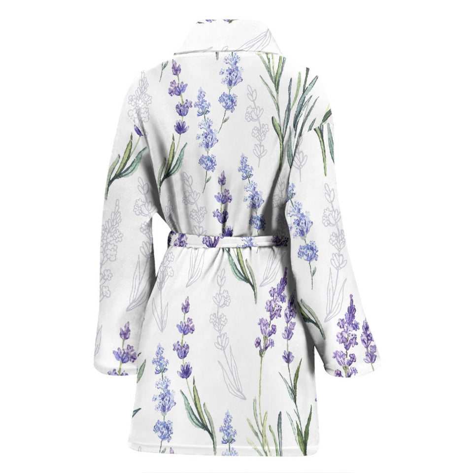 Hand Painting Watercolor Lavender Women'S Bathrobe