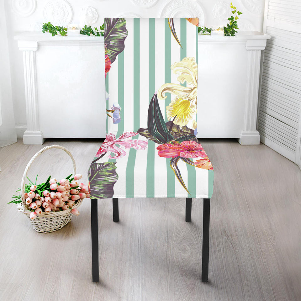 Colorful Orchid Flower Pattern Dining Chair Slipcover
