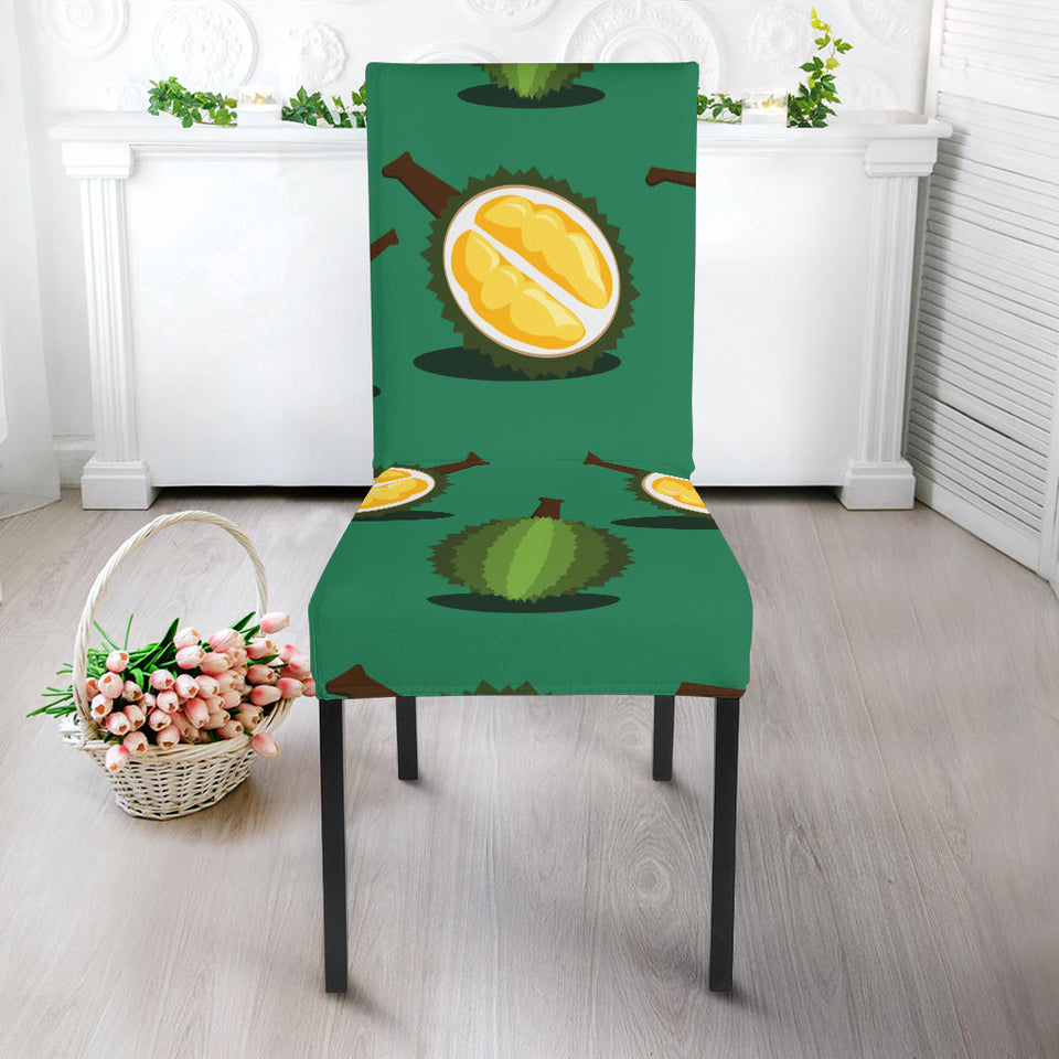 Durian Pattern Green Background Dining Chair Slipcover