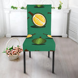 Durian Pattern Green Background Dining Chair Slipcover