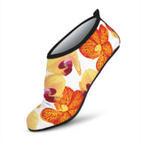 Orange Yellow Orchid Flower Pattern Background Aqua Shoes