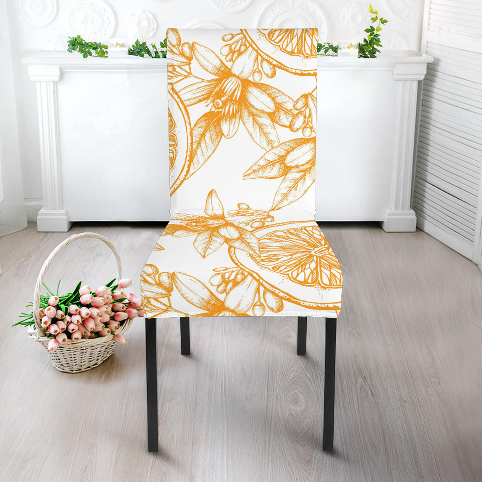 Hand Drawn Orange Fruit Pattern Dining Chair Slipcover