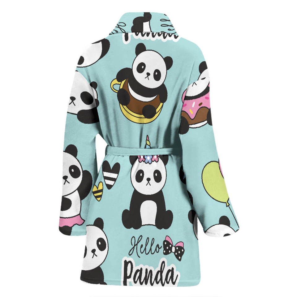 Cute Baby Panda Pattern Women'S Bathrobe