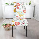 Maneki Neko Lucky Cat Fan Sakura Dining Chair Slipcover