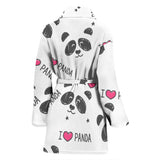 Hand Drawn Faces Of Pandas Pattern Women'S Bathrobe