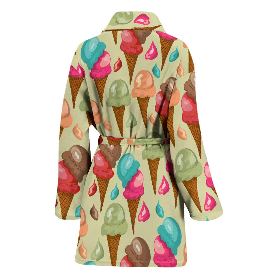 Colorful Ice Cream Pattern Women'S Bathrobe