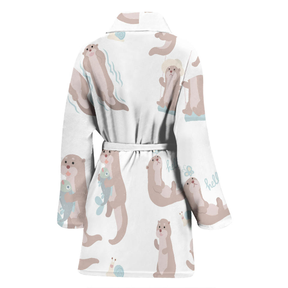 Cute Sea Otters Pattern Women'S Bathrobe