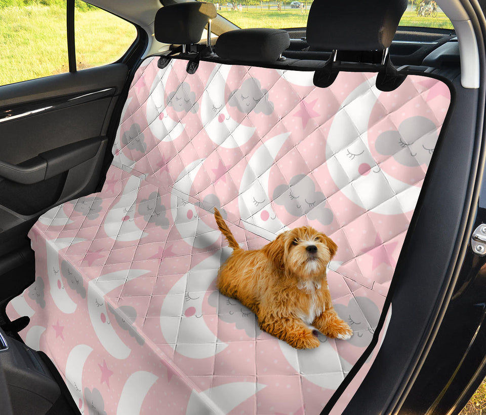 Cute Moon Cloud Star Pattern Pink Dot Background Dog Car Seat Covers