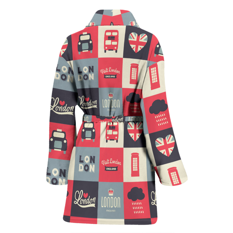 British Pattern Print Design 05 Women's Bathrobe