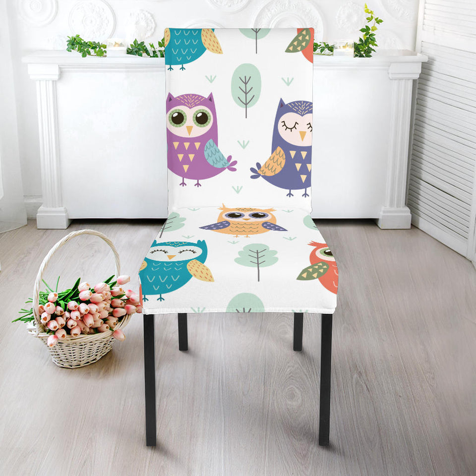 Cute Owl Pattern Dining Chair Slipcover