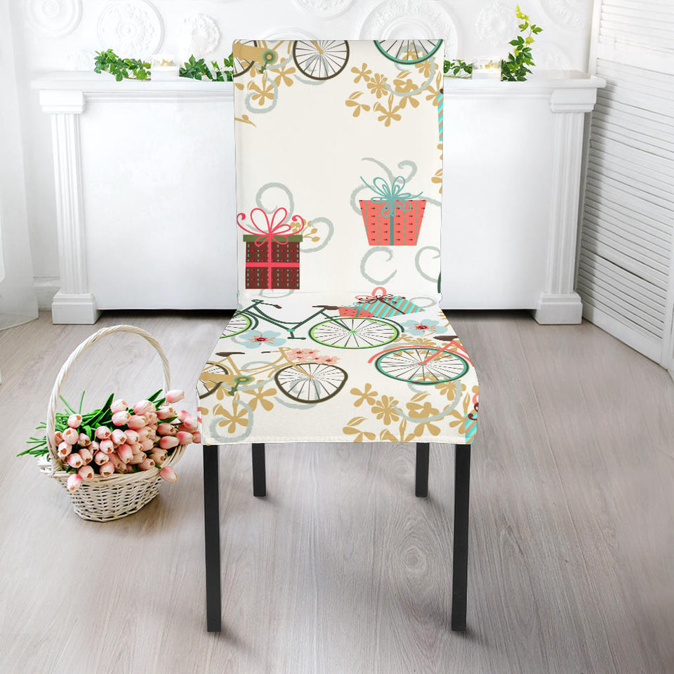 Bicycle Pattern Print Design 05 Dining Chair Slipcover