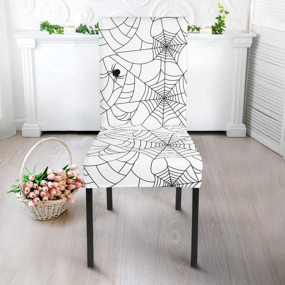 Spider Web Cobweb Pattern White Background Dining Chair Slipcover